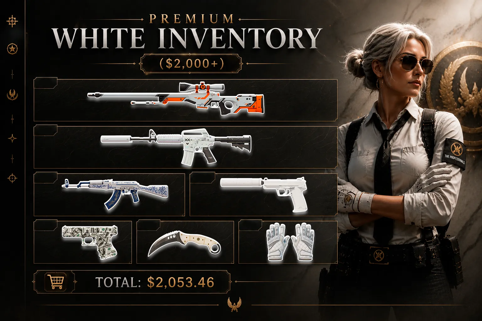 Premium white CS2 inventory over ,000